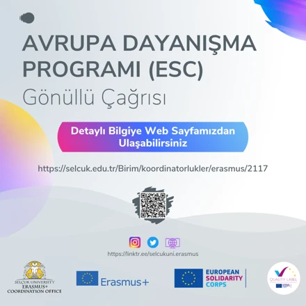 AVRUPA DAYANIŞMA PROGRAMI (ESC) KISA DÖNEM GÖNÜLLÜ ÇAĞRISI